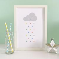 Baby Art Print, Pastel Rain Print, Baby Room, Weather, Room Decor, Nursery Wall Art, Children&#39;s Art