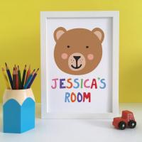 Bear Nursery Print, Brown Bear Art, Personalised Bear Print, Kids Room Print, Playroom Sign, Nursery Wall Art, Playroom Art, Kids Wall Art
