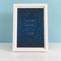 Baby Art Print, Twinkle Twinkle Little Star - Nursery Decor, Lullaby, Baby Room, Typography, Stars, Sky