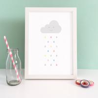 Baby Art Print, Pastel Rain Print, Baby Room, Weather, Room Decor, Nursery Wall Art, Children&#39;s Art