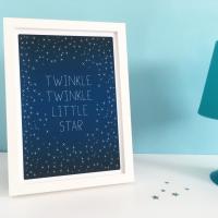Baby Art Print, Twinkle Twinkle Little Star - Nursery Decor, Lullaby, Baby Room, Typography, Stars, Sky