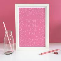 Twinkle Twinkle Little Star Print Pink, Nursery Ryhme Print, Pink Nursery Prints, Pink Nursery Decor, Pink Nursery Wall Art, Pink Baby room