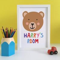 Bear Nursery Print, Brown Bear Art, Personalised Bear Print, Kids Room Print, Playroom Sign, Nursery Wall Art, Playroom Art, Kids Wall Art