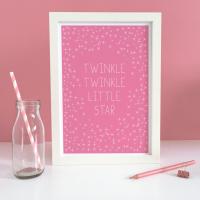 Twinkle Twinkle Little Star Print Pink, Nursery Ryhme Print, Pink Nursery Prints, Pink Nursery Decor, Pink Nursery Wall Art, Pink Baby room