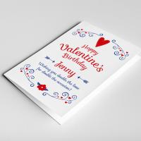 Birthday valentine card, valentine&#39;s birthday card, valentine birthday, birthday on valentines day card, card for him, card for her