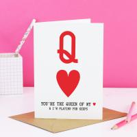 Queen Of Hearts Card, Queen Of My Heart, Funny Valentines Day Card, Funny Anniversary Card For Her, Card For Girlfriend, Card For Wife