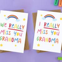 Miss you Grandma card, Rainbow miss you card, missing you grandma card, grandma social distance card, nan isolation gift, isolation card,