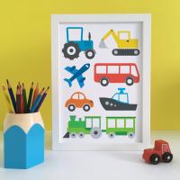 Transport prints, Transport print boys room, transport wall art, transport decor, transport kids, boys bedroom print, digger print, tractor