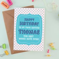 Twin Brother Birthday Card, Womb Mates Card, Twin Card, Card for Twins, Happy Birthday Brother, Card for Them, Twin Birthday Card, Twin Gift