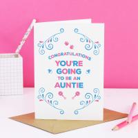 New Baby Card, You're going to be an Auntie Card - Aunt Card, Expecting Card, Pregnancy Announce, Pregnancy Reveal, Pregnant, Auntie Gifts