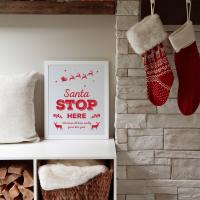 Santa Stop Here Sign - Printable Art, A4, Christmas Prints, Santa Claus, Father Christmas, Printable Wall Art, Kids Poster, Digital print