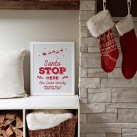 Christmas printable, Santa Stop Here Sign - Christmas Print - Printable pdf - Christmas Decorations - Santa Claus - Father Christmas