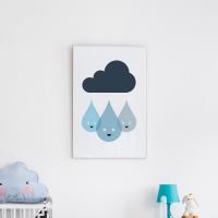 Cloud nursery prints, Cloud nursery decor, Rain nursery print, Kids room decor, Raindrop nursery art, Nursery print