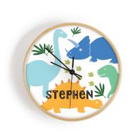 Personalised Wooden Dinosaur Clock, Bamboo Personalised clock, Nursery Clock, Dinosaur Theme Kids Room Decor, freestanding clock