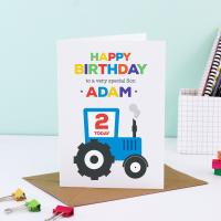 Tractor Birthday Card 2 Year old Boy, 2nd Birthday Card, Tractor 2nd Birthday, 2 Year Old Boy Birthday Card, Tractor Birthday Card for Son