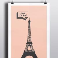 Paris Art Print, Ooh La La, Paris Bedroom Decor, Pink Print, Eiffel Tower Art, Parisian, Eiffel Poster