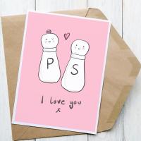 P S I Love You Card, Cute Food card for Birthday, Valentines Day Card, Anniversary card, Card For Him, Card For Boyfriend, Card For Husband
