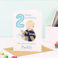 2 year old birthday card - Handrawn portrait.