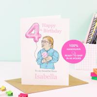 2 year old birthday card - Handrawn portrait.