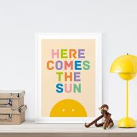 Here Comes The Sun print, Nursery Wall Art, Baby Room, Baby Art Print, Sun Print, Sunshine, Nursery Decor