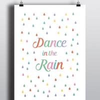 Nursery Wall Art Print, Dance in the Rain Print, Baby Room, Nursery Art, Baby Art Print, Weather, Kids Art