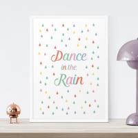 Nursery Wall Art Print, Dance in the Rain Print, Baby Room, Nursery Art, Baby Art Print, Weather, Kids Art