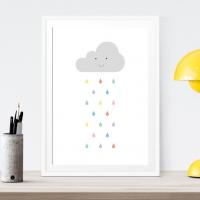 Baby Art Print, Pastel Rain Print, Baby Room, Weather, Room Decor, Nursery Wall Art, Children's Art