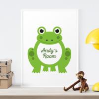 Personalised Frog Print, Green Frog, Kids Room Sign, Nursery Wall Art, Kids room print, Room Sign, Kids room art