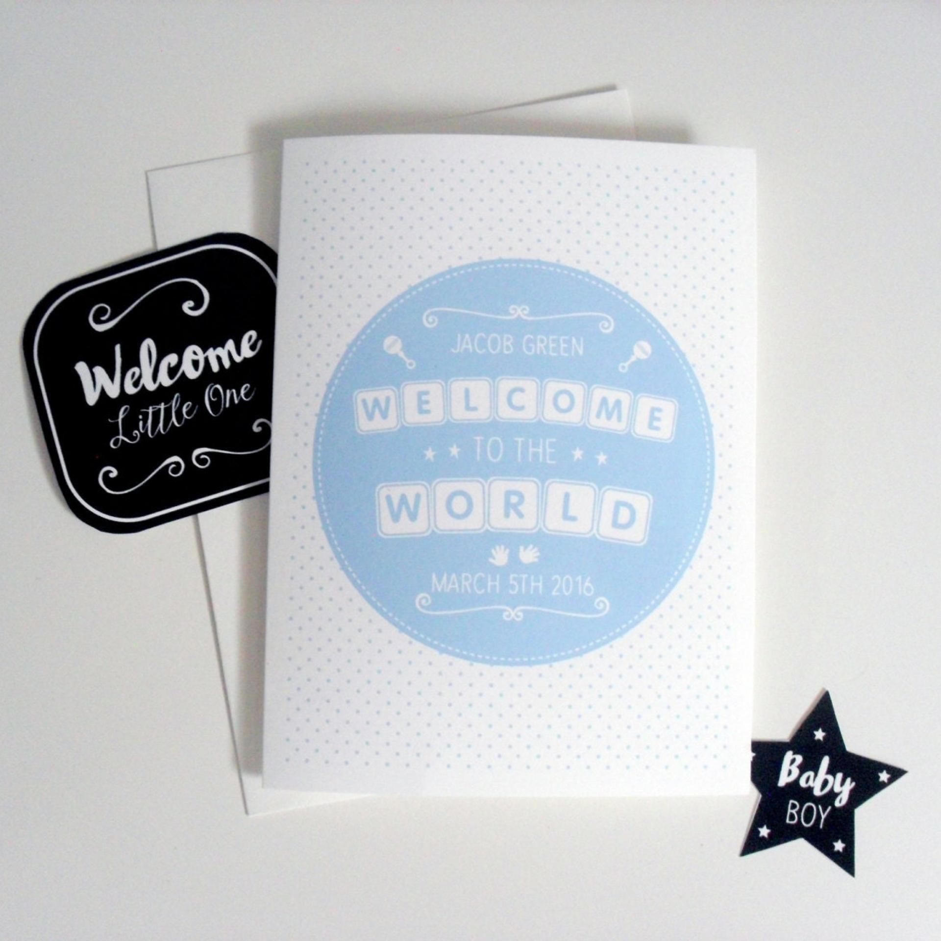 New Baby Card for Baby Boy, Birth Announcement Cards Boy, Personalised New Born, Welcome Baby, Newborn Card