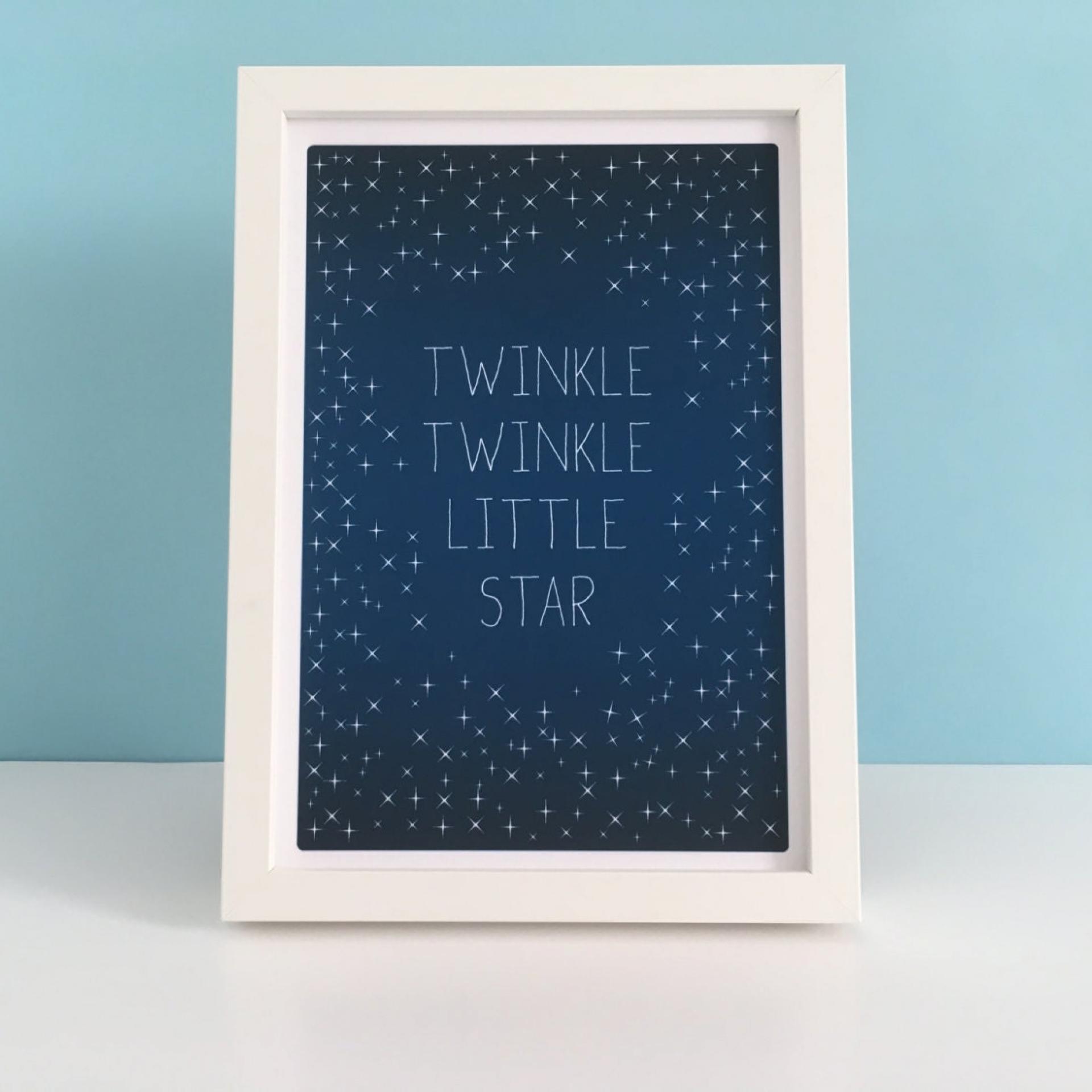 Baby Art Print, Twinkle Twinkle Little Star - Nursery Decor, Lullaby, Baby Room, Typography, Stars, Sky