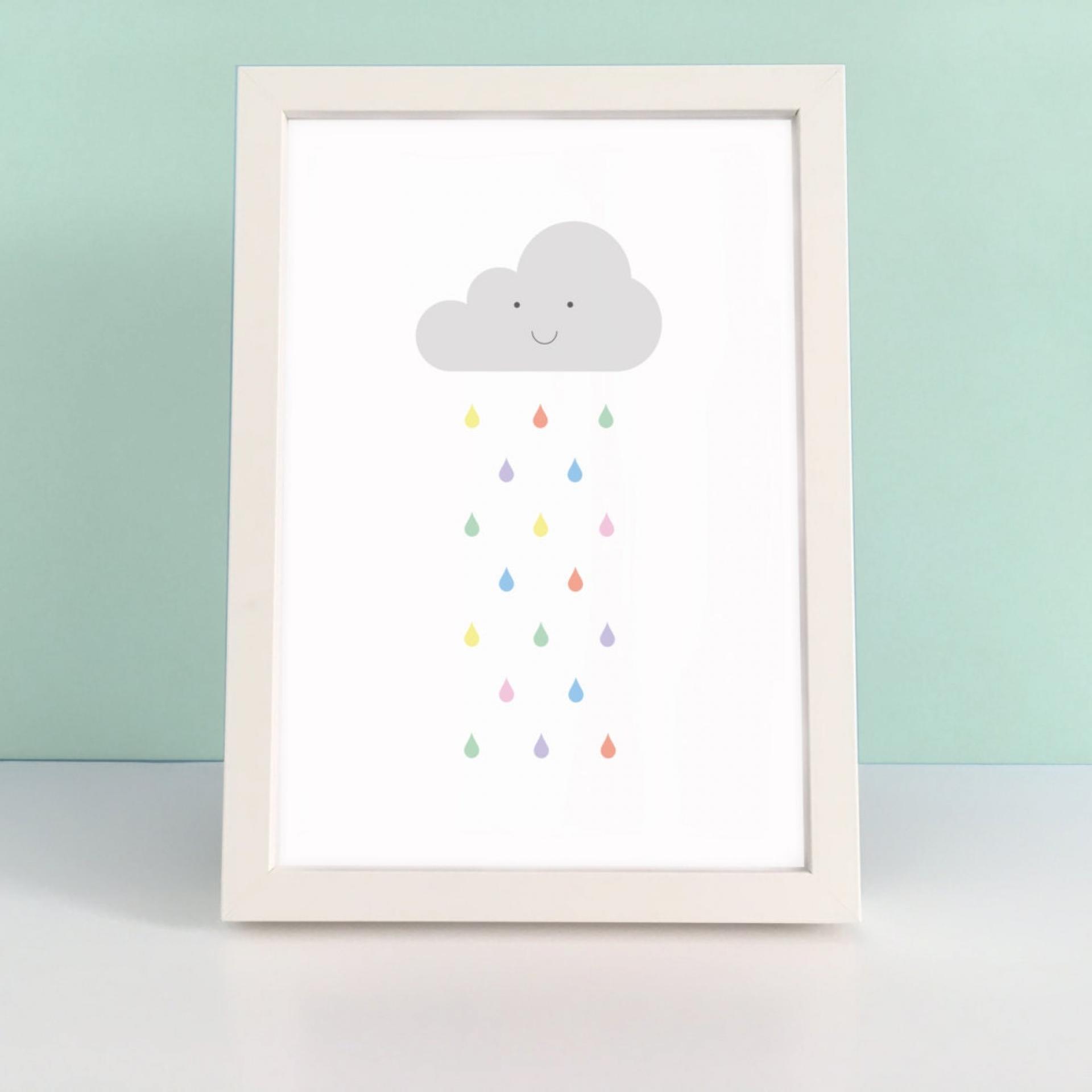 Baby Art Print, Pastel Rain Print, Baby Room, Weather, Room Decor, Nursery Wall Art, Children&#39;s Art