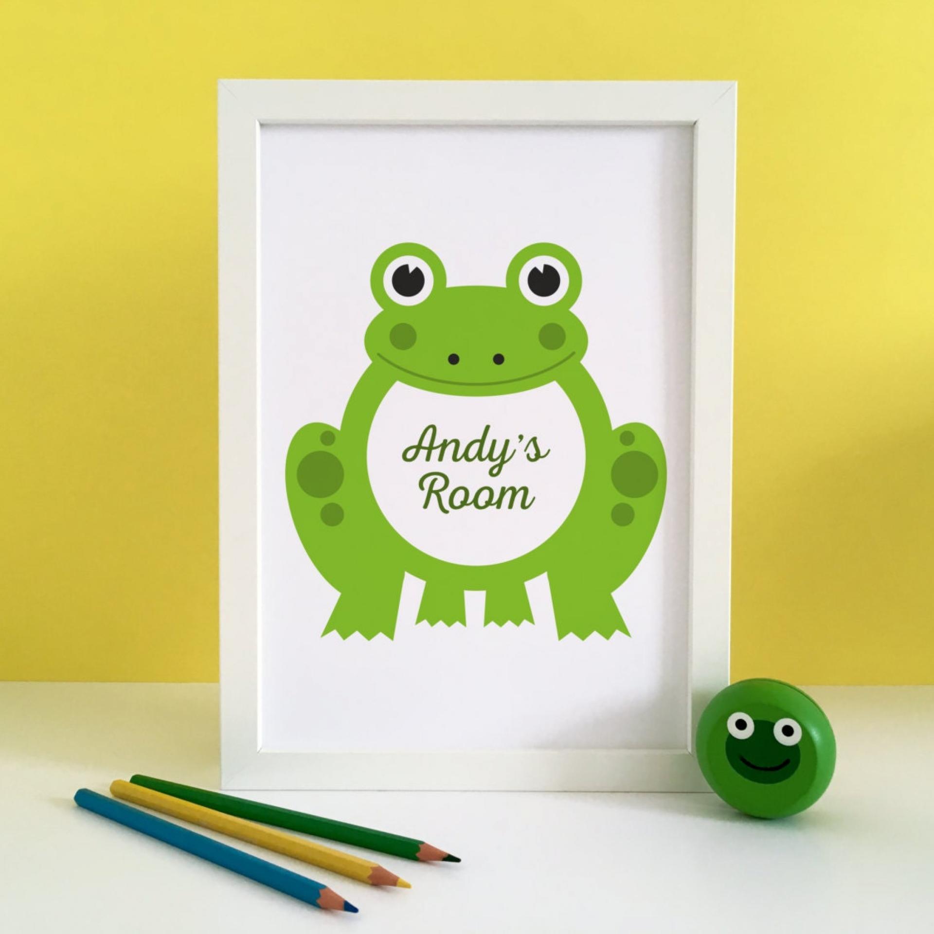 Personalised Frog Print, Green Frog, Kids Room Sign, Nursery Wall Art, Kids room print, Room Sign, Kids room art
