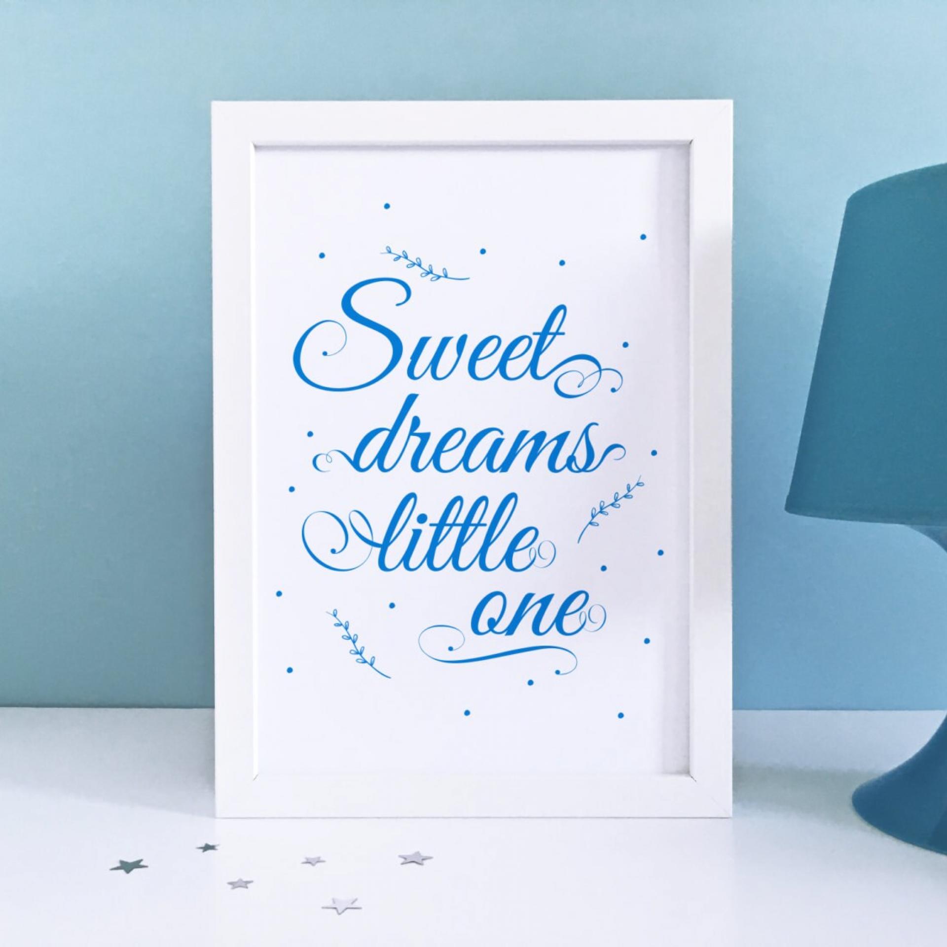 Sweet Dreams Print, Sweet Dreams Sign, Sweet Dreams Little One, Sweet Dreams Wall Art, Baby Art Print, Blue Nursery Decor, Nursery prints