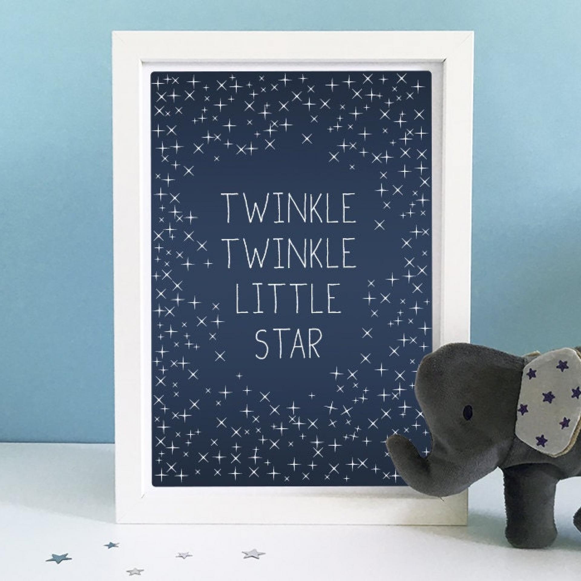 Baby Art Print, Twinkle Twinkle Little Star - Nursery Decor, Lullaby, Baby Room, Typography, Stars, Sky