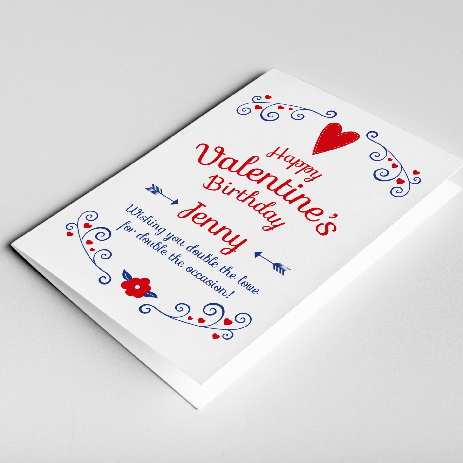 Birthday valentine card, valentine&#39;s birthday card, valentine birthday, birthday on valentines day card, card for him, card for her