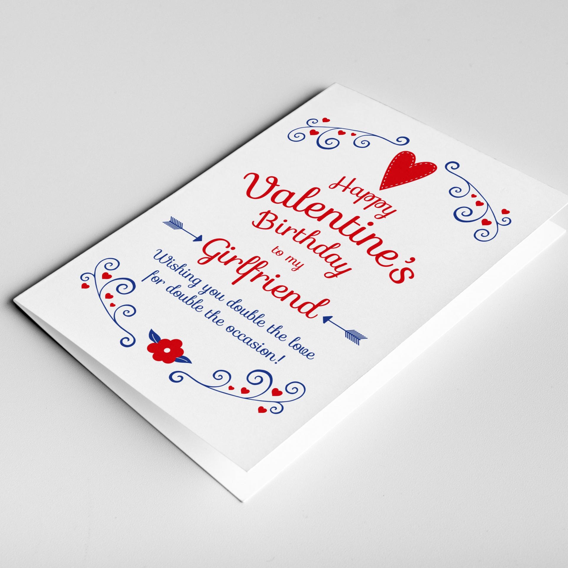 Birthday valentine card, valentine&#39;s birthday card, valentine birthday, birthday on valentines day card, card for him, card for her