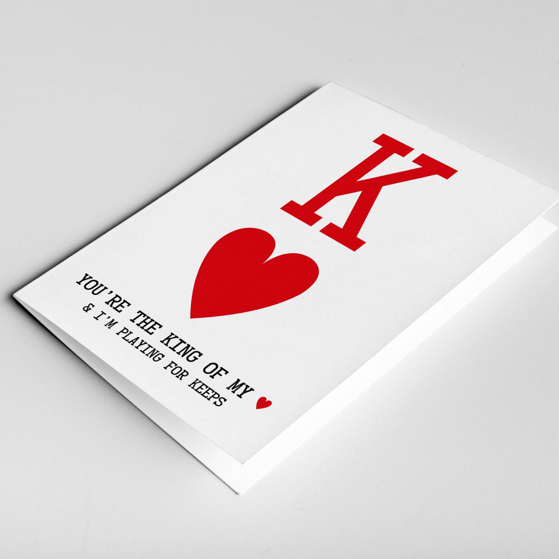 King Of Hearts Card, King Of My Heart, Funny Valentines Day Card, Anniversary Funny Love Card For Him, Card For Boyfriend, Card For Husband