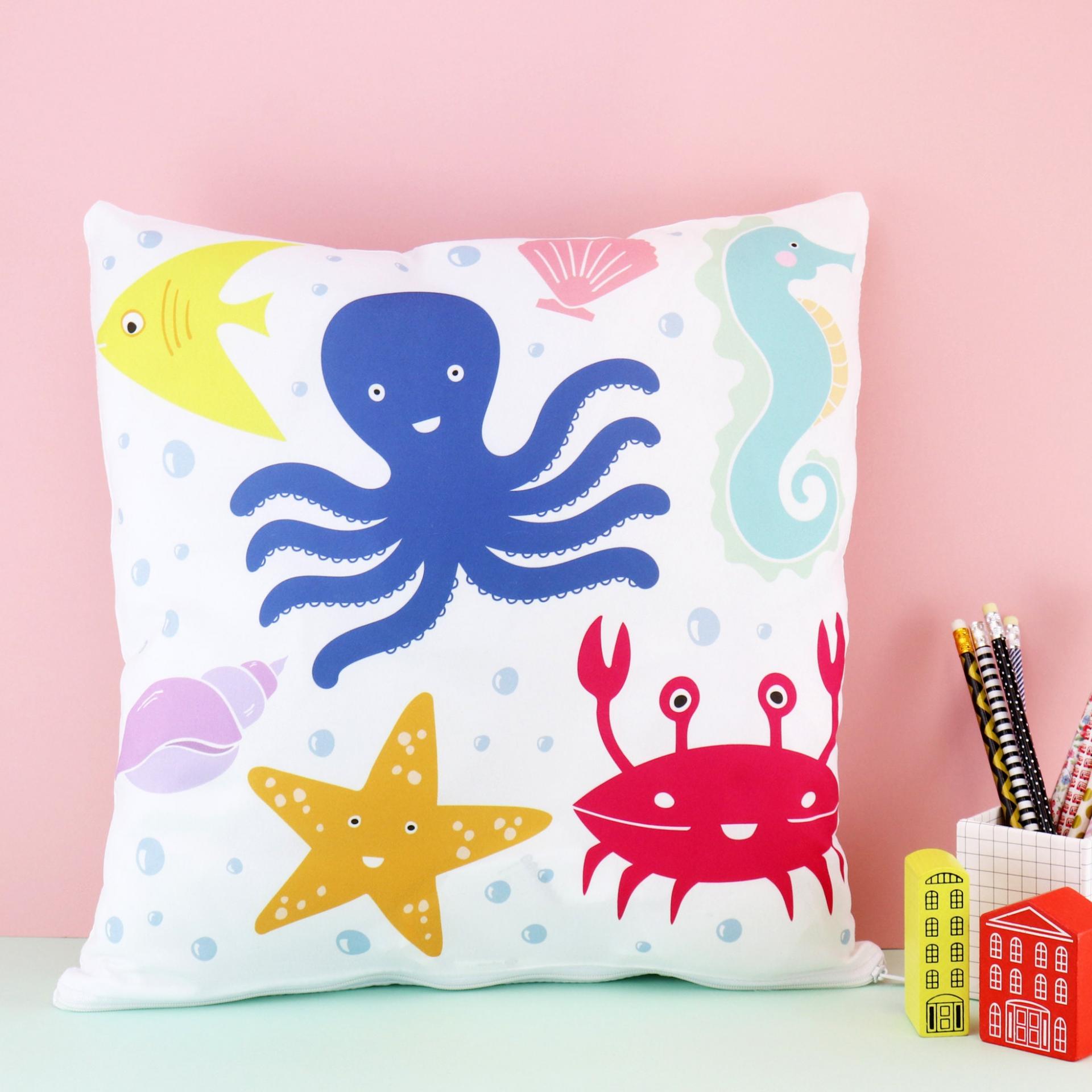 Nautical Nursery cushion, nautical kids room, Under the Sea Cushion, Sealife Nursery, Kids Nautical cushion, Seahorse Cushion, Ocean cushion