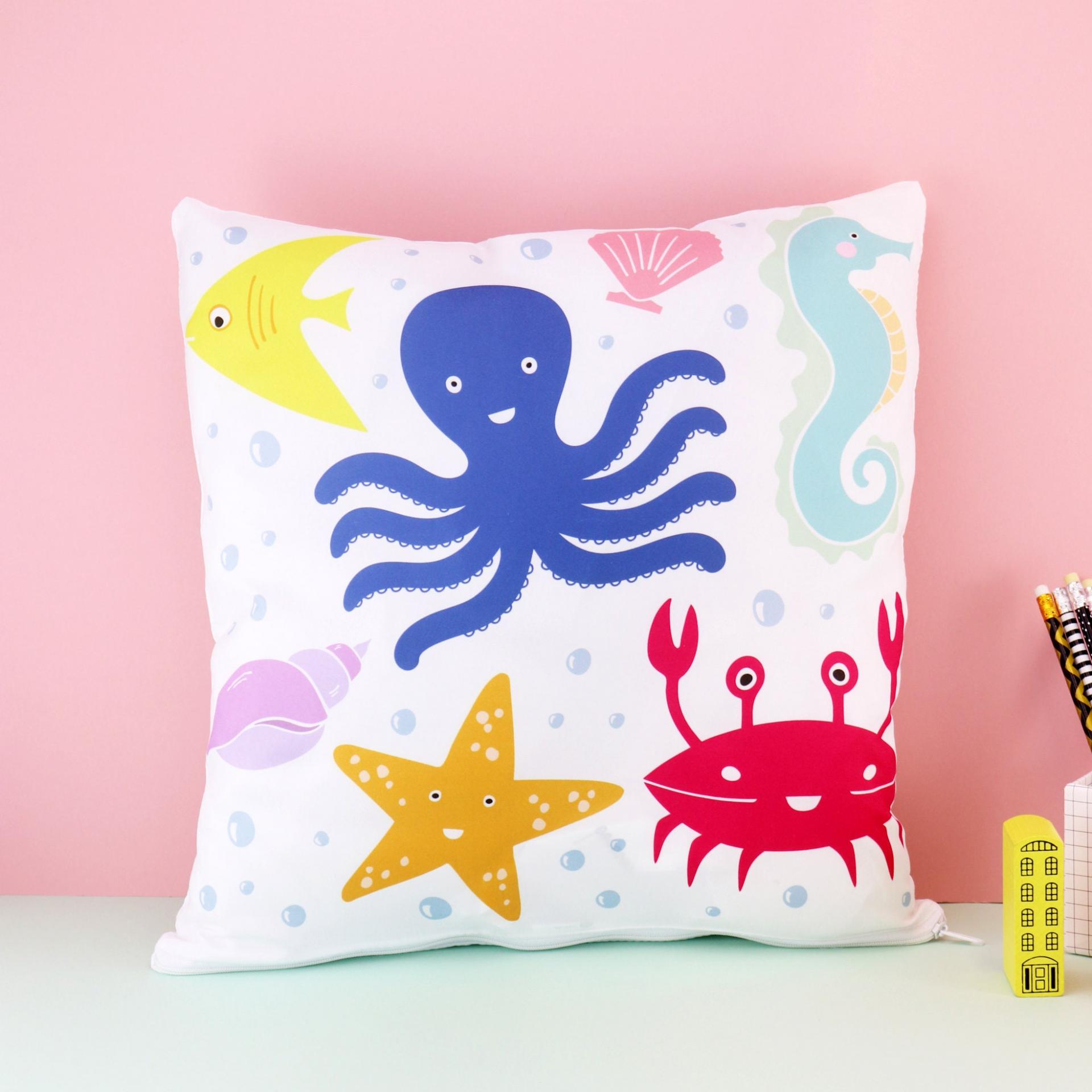 Nautical Nursery cushion, nautical kids room, Under the Sea Cushion, Sealife Nursery, Kids Nautical cushion, Seahorse Cushion, Ocean cushion