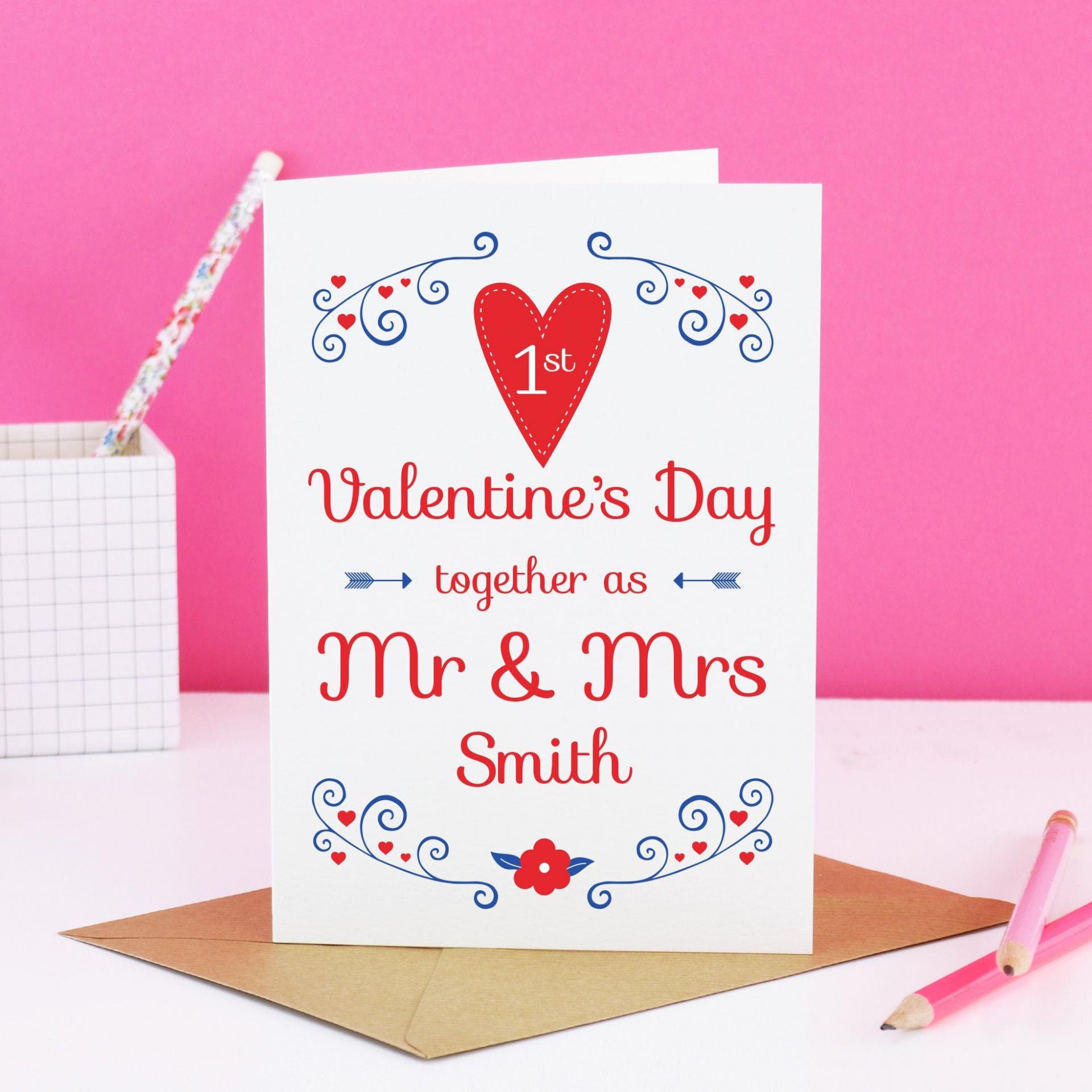 First Valentine&#39;s day married card, our first Valentine, Mr and Mrs Valentine, anniversary Valentine, marriage Valentines, husband Valentine