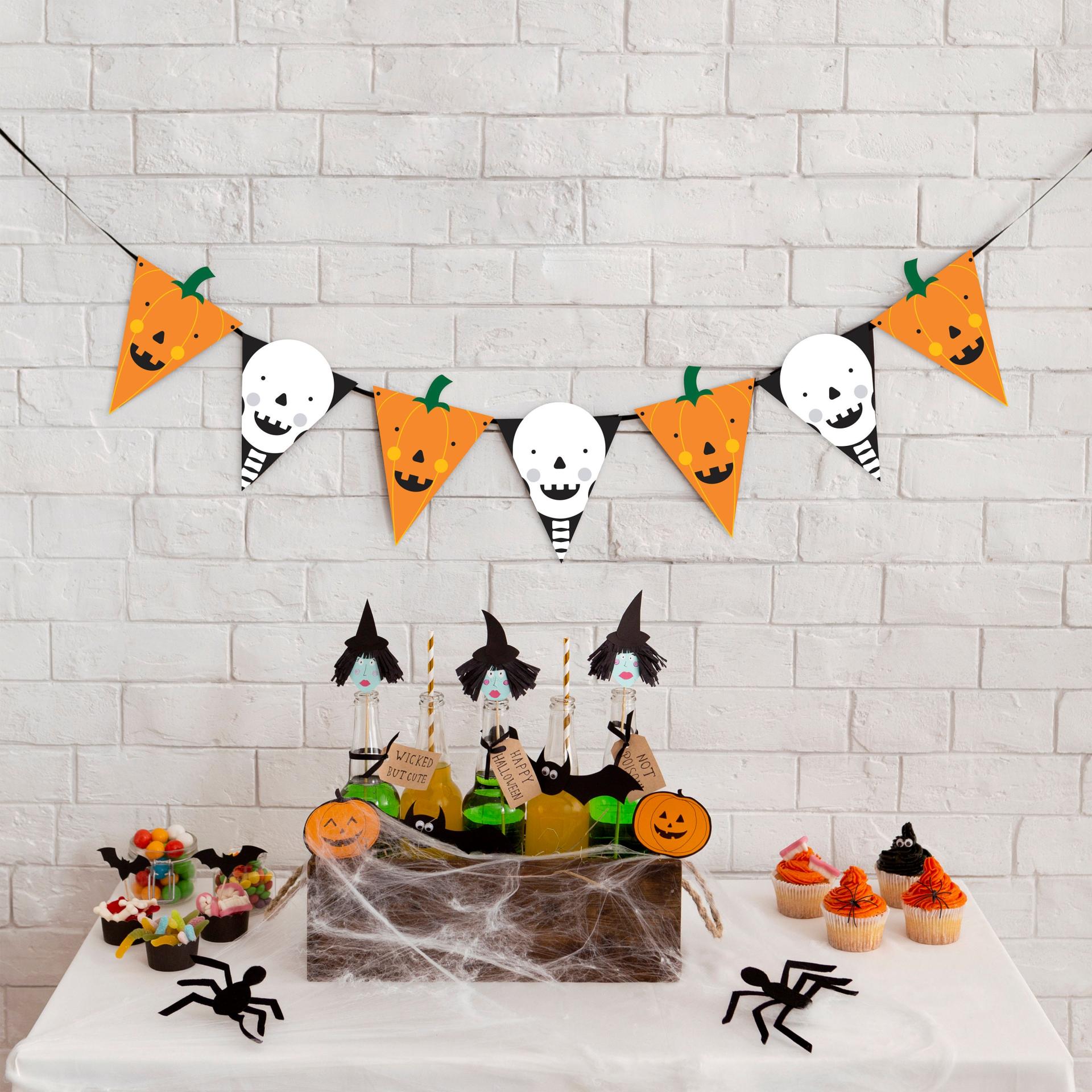 Printable Halloween Bunting, Spooky Halloween Decorations, Halloween pumpkin garland, Halloween Party Decorations, Spooky Halloween banner