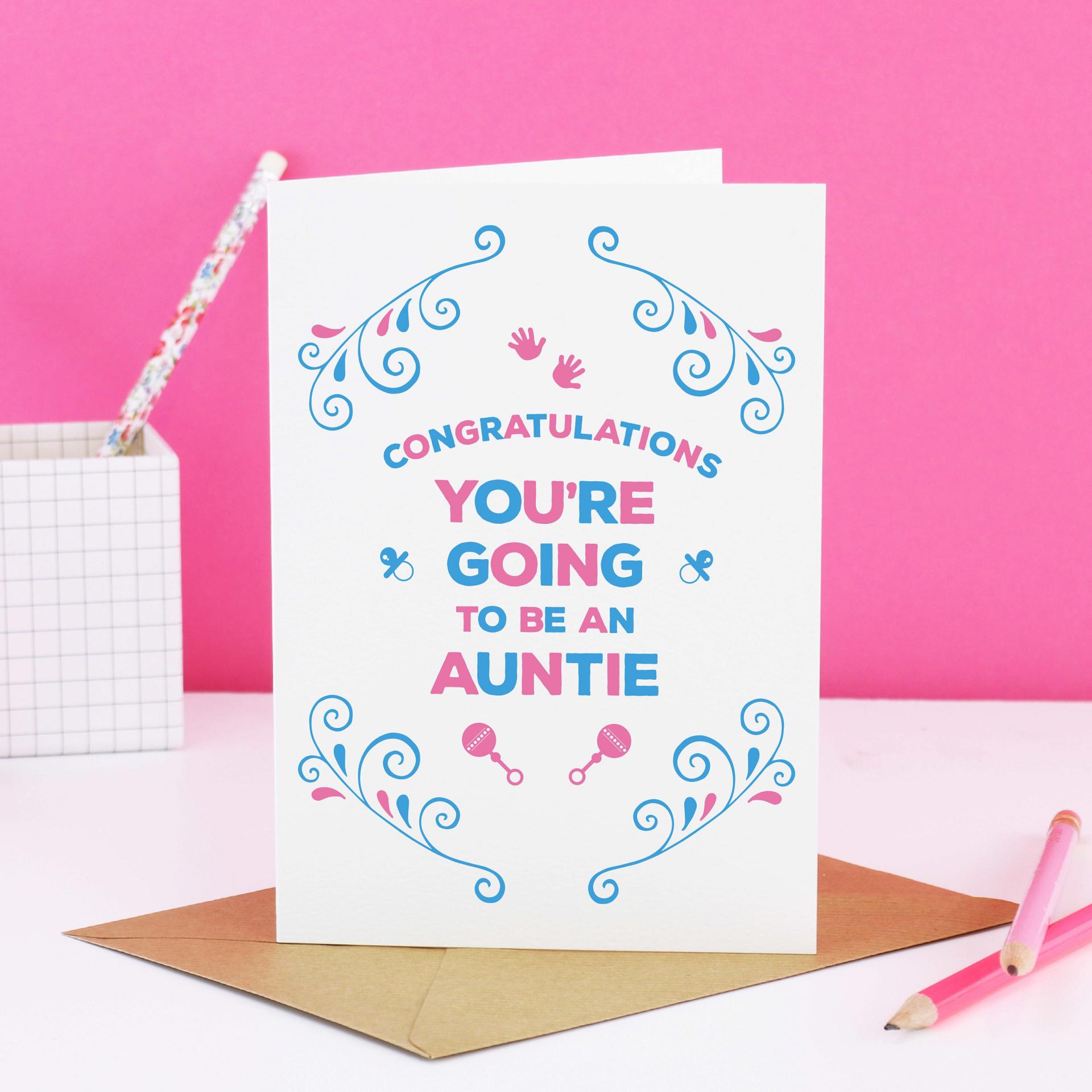 New Baby Card, You're going to be an Auntie Card - Aunt Card, Expecting Card, Pregnancy Announce, Pregnancy Reveal, Pregnant, Auntie Gifts