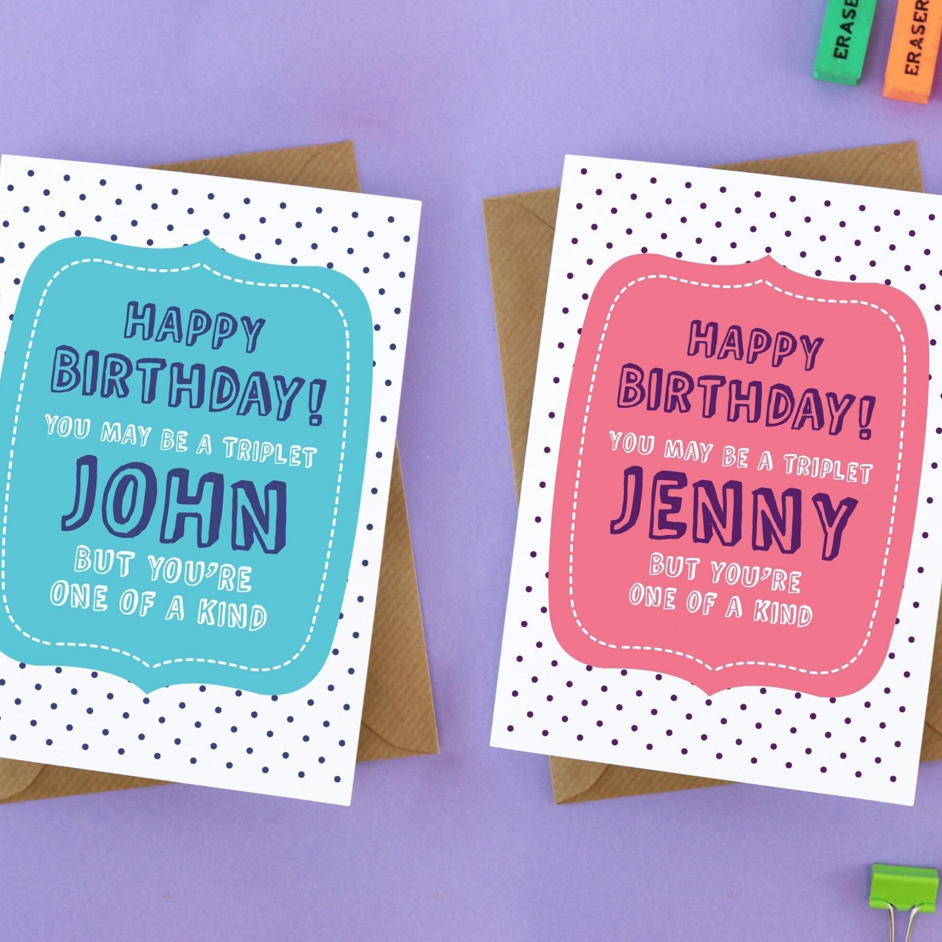 You&#39;re One of a Kind Triplet Birthday Card, Funny Triplet Card, Triplet Sister Card, Triplet Birthday Card, Triplets Card, For Triplets