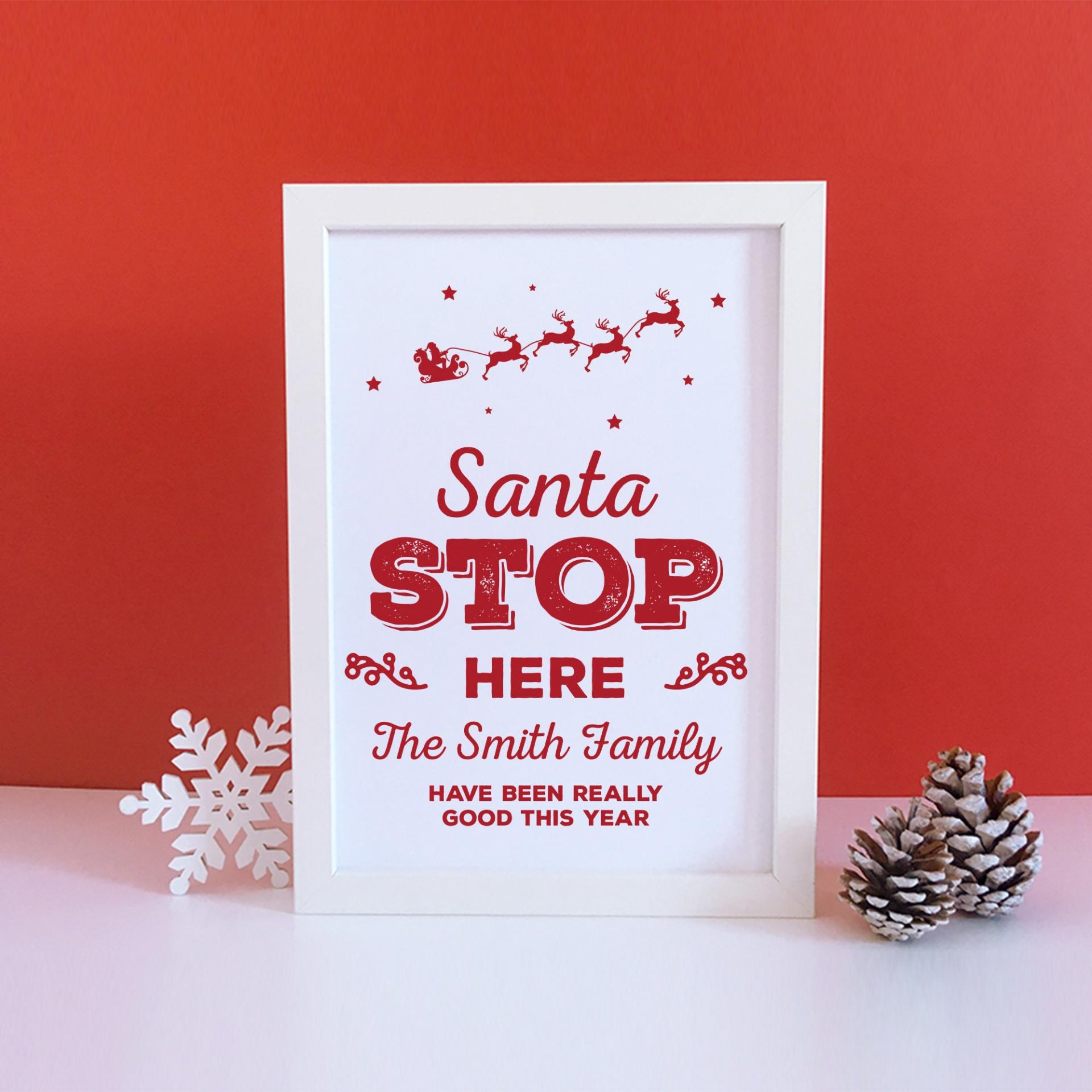 Christmas printable, Santa Stop Here Sign - Christmas Print - Printable pdf - Christmas Decorations - Santa Claus - Father Christmas