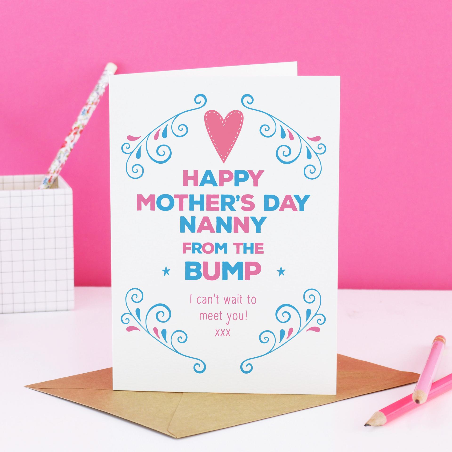 Grandma Mother&#39;s Day From The Bump, Grandma from bump card, Nanny to be card, Grandma Mother&#39;s day card, nanny mothers day, baby to be card