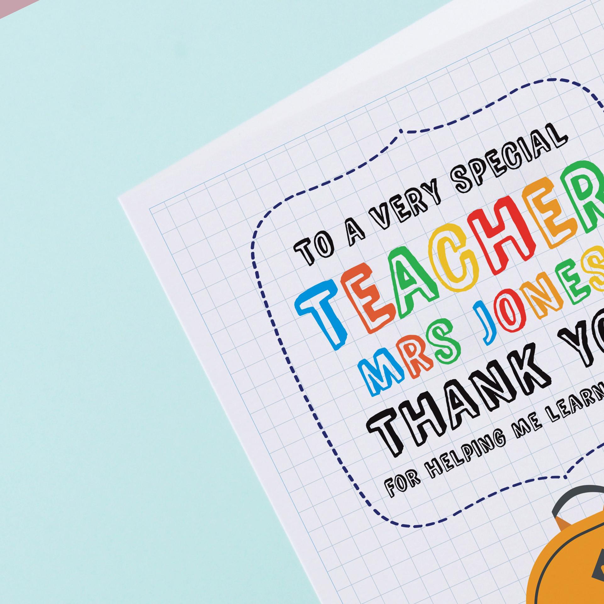 Teacher Thank You Card Personalised, Thanks for Helping me Grow, Personalised Teacher Gift, Wonderful Teacher, Teacher Appreciation Card