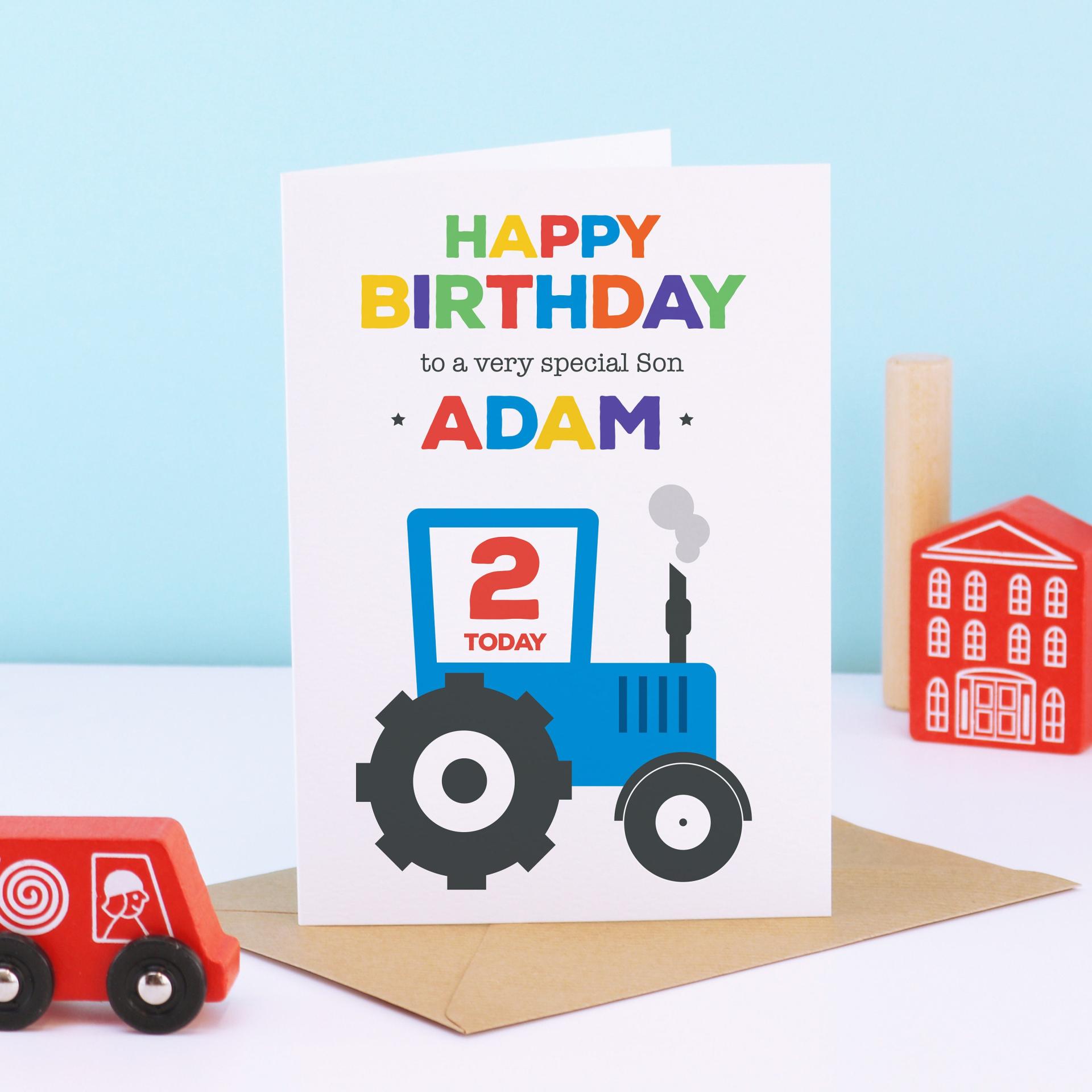 Tractor Birthday Card 2 Year old Boy, 2nd Birthday Card, Tractor 2nd Birthday, 2 Year Old Boy Birthday Card, Tractor Birthday Card for Son