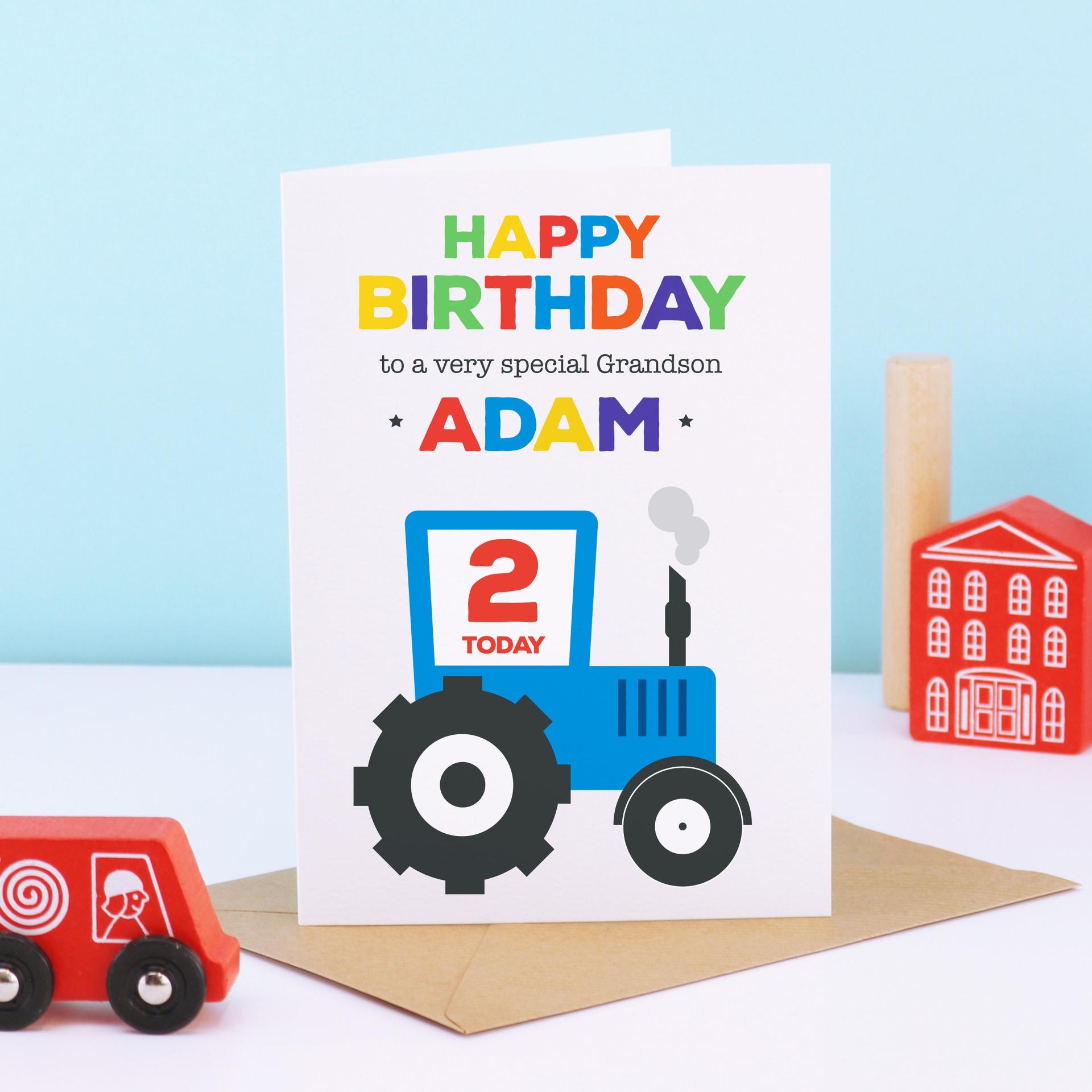 Tractor Birthday Card 2 Year old Boy, 2nd Birthday Card, Tractor 2nd Birthday, 2 Year Old Boy Birthday Card, Tractor Birthday Card for Son
