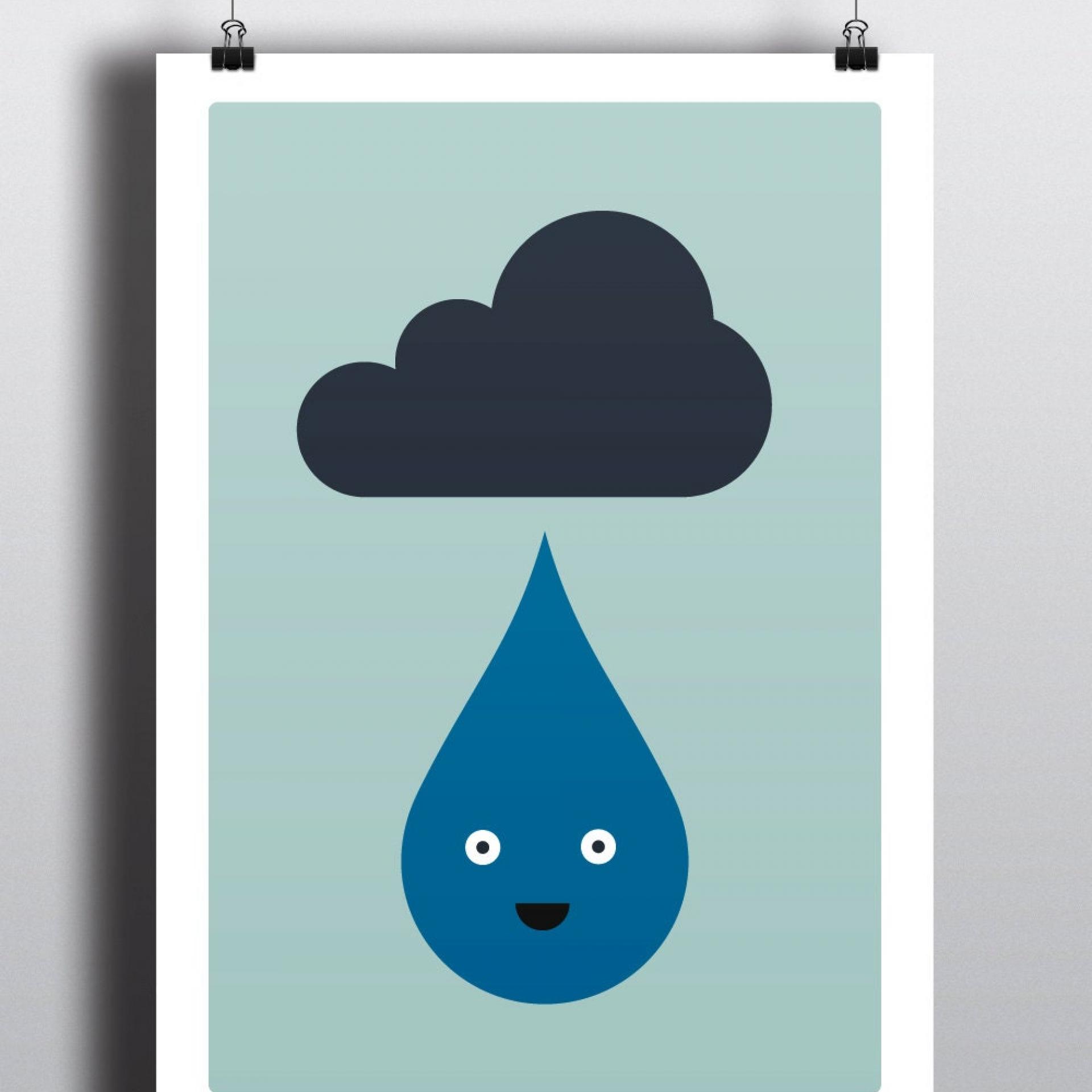 Baby Art Print, Raindrop, Weather, Room Decor, Nursery,  Wall Art, Children&#39;s Art, Baby Room