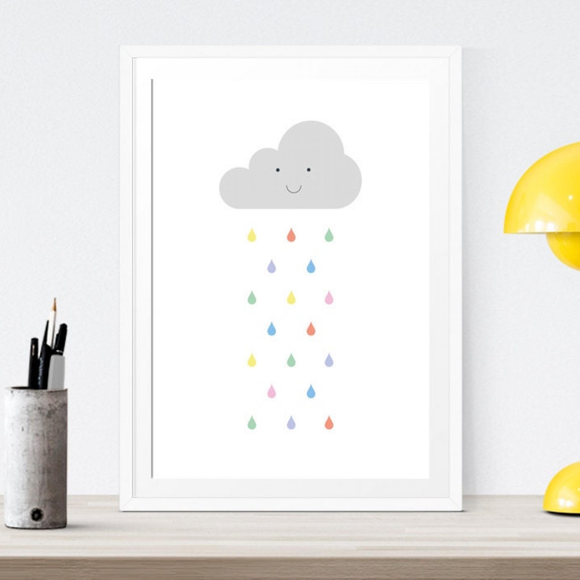 Baby Art Print, Pastel Rain Print, Baby Room, Weather, Room Decor, Nursery Wall Art, Children&#39;s Art